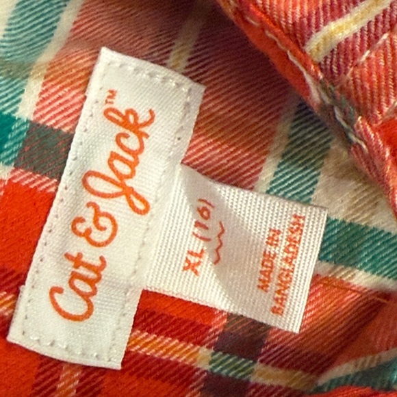 Cat & Jack XL Boys 16 Red and Green Plaid Button Down Shirt - Picture 7 of 10